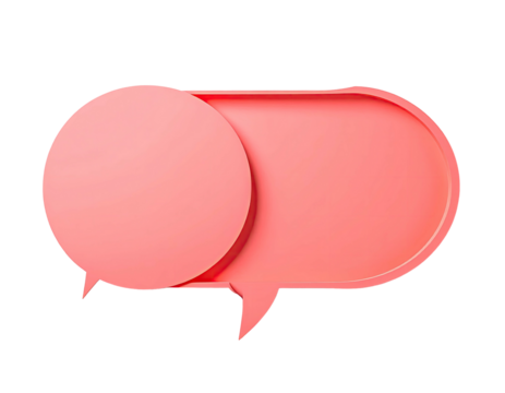 Coral speech bubble shapes layered