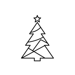 Modern minimalist Christmas tree outline with star topper design