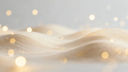 Soft, undulating waves of light with bokeh effects create a serene and dreamy abstract background.