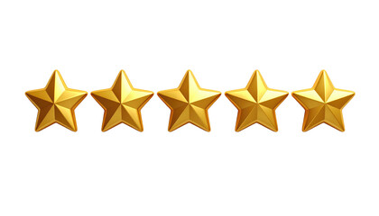 Five golden stars aligned on a black background, conveying achievement and quality in a simple, elegant design