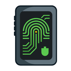 A futuristic innovative digital biometric fingerprint scanner vector art illustration