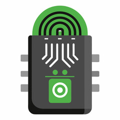 A futuristic innovative digital biometric fingerprint scanner vector art illustration