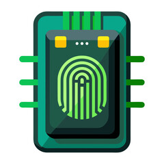 A futuristic innovative digital biometric fingerprint scanner vector art illustration