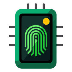 A futuristic innovative digital biometric fingerprint scanner vector art illustration