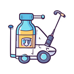 Medical Cart With Syringe And Bottle Illustration