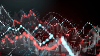 Market crash recession financial crisis. Inflation risk management. Stock market global economy. Economic collapse. Abstract data visualization with fluctuating financial graphs.