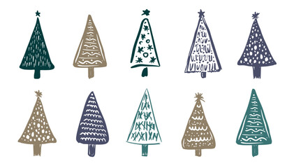 Christmas trees set on white	
