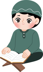 cute muslim kid praying reading quran ramadan mubarak
