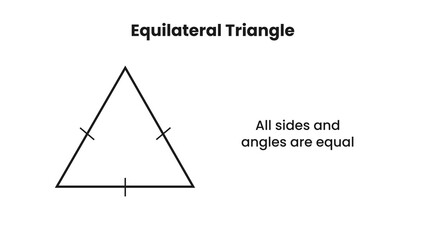 Equilateral Triangle Educational Diagram with Labeled Sides and Angles