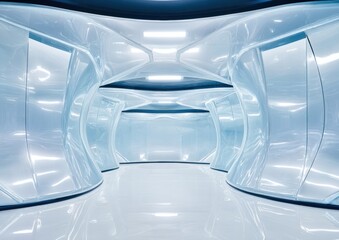 Professional High-Tech Bioengineering Corridor Modern Futuristic Architecture for Science Marketing and Corporate Advertising Content