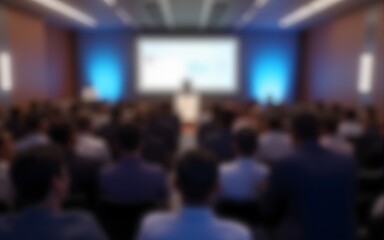 Blurred background of an audience at a corporate seminar or workshop. High quality