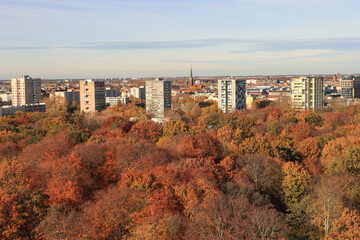 Herbstliches Berlin; Blick von der Siegessäule über den Tiergarten zum Hansaviertel