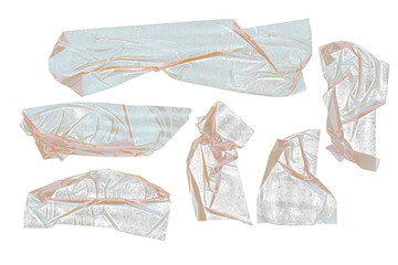 Torn beige masking tape pieces isolated, realistic paper texture style, on clean white background. Concept of cutout design element. 