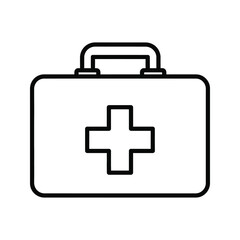 Obraz premium Simple outline icon of a medical first aid kit with a cross symbol