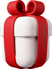 3D gift box with ribbons. Gift box 3d white