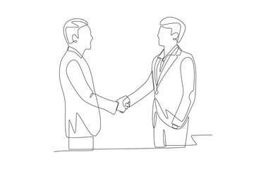Business handshake concept one-line drawing