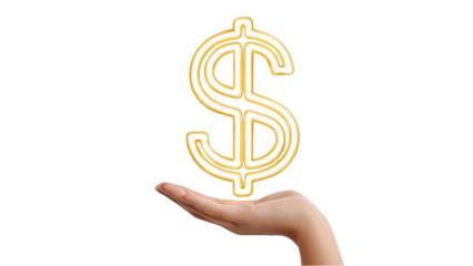 Hand Holding Golden Dollar Sign - Symbol of Wealth and Prosperity