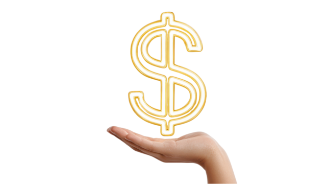 Hand Holding Golden Dollar Sign - Symbol of Wealth and Prosperity