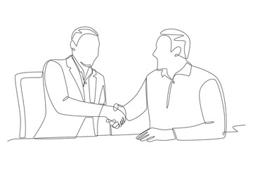 Business handshake concept one-line drawing