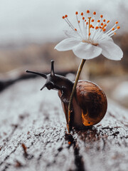 snail and flower