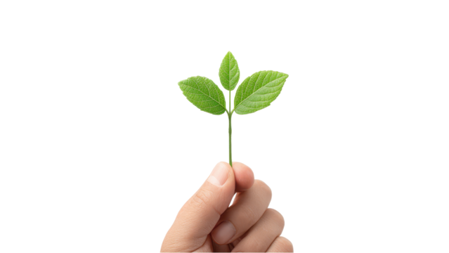 Holding a Green Sprout: Growth and New Beginnings