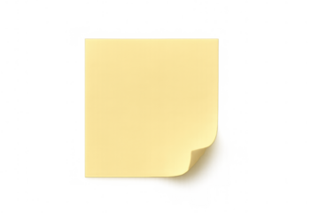 Yellow sticky blank note isolated on transparent background for message, reminder, or office task