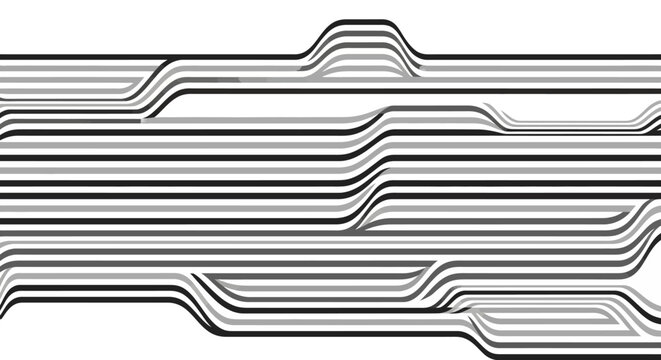 Conceptual monochrome background of intertwined parallel lines representing technology, communication, and complex systems of data flow