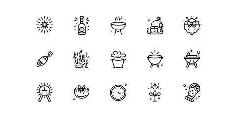 popular hand drawing new year doodles isolated on white background. new year 2026