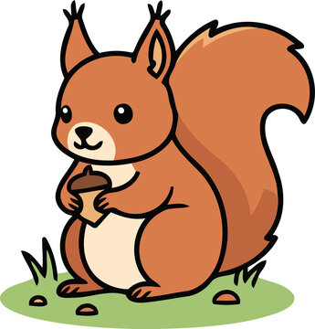 Cute Red Squirrel &mdash; Endemic Wildlife of United Kingdom - Flat Vector Illustration