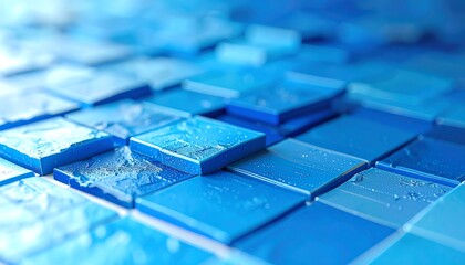 Abstract Blue Tile Grid with Subtle Texture