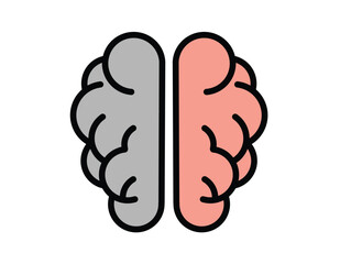 Stylized human brain icon illustrating cognitive function and the duality of left and right hemispheres, symbolizing thought processes and mental activity