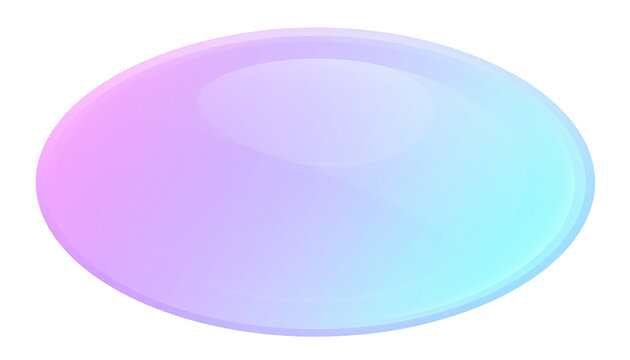 Shimmering oval with gradations of lavender to light turquoise, emitting a glassy, reflective quality