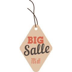 Diamond Shaped Price Tag Big Sale Seventy Percent Off On A String With A Transparant Background