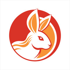 Modern Rabbit Logo in Circle Shape Vector Illustration