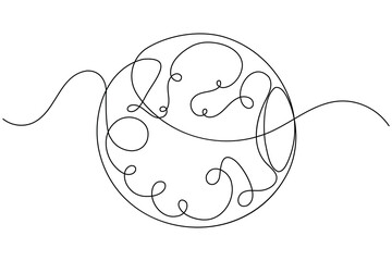 Woman ovum icon continuous one line drawing on white background minimalist female egg cell outline vector illustration