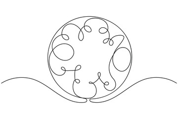 Woman ovum icon continuous one line drawing on white background minimalist female egg cell outline vector illustration