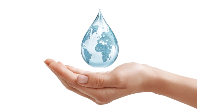 World in Your Hands: Globe in Water Drop, Global Responsibility
