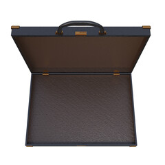 3D Render of Black Business Briefcase Isolated on Transparent Background