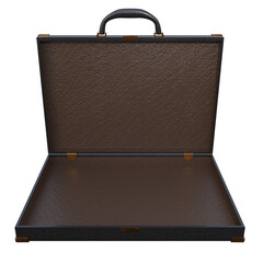 3D Render of Black Business Briefcase Isolated on Transparent Background