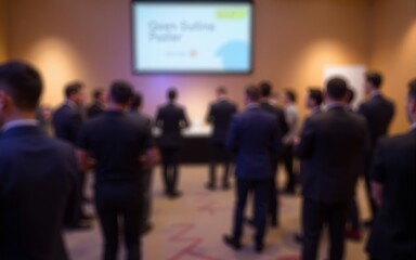 Blurred Corporate Event Reception - Reception area of a corporate event with attendees blurred in the background. High quality
