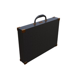 3D Render of Black Business Briefcase Isolated on Transparent Background