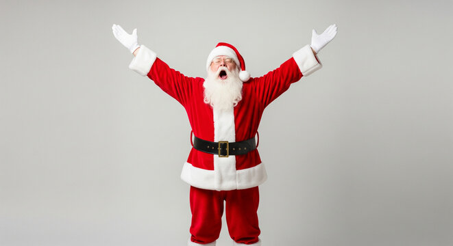 A classic jolly figure, dressed in red and white, pauses to drink a refreshing glass of water, highlighting the importance of hydration and self-care during the festive season