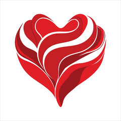 Abstract Red Silk Heart Vector Illustration on White Background
