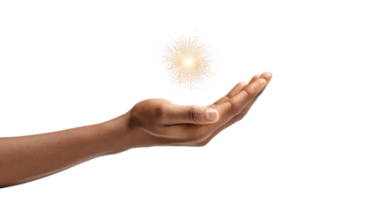 Hand Holding Light Particle - Abstract Connection Concept