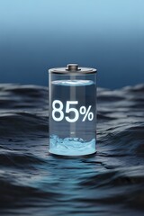 Battery indicator filled with water showing 85 percent