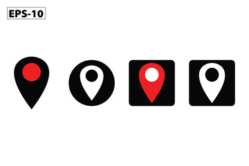 Icon Design Template, Vector Contact Icons Set with Location, Web, Email, and Phone Symbols in Red and Black for Business and Web Use