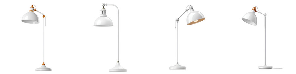 Elegant White Floor Lamp Collection for Interior Design Visualizations