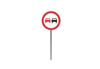 No Overtaking Road Sign Isolated on Transparent Backdrop with Cars Symbol Red and Black No Passing Highway Safety Transportation Regulation Warning Icon Legislation