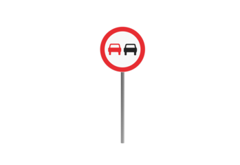 No Overtaking Road Sign Isolated on Transparent Backdrop with Cars Symbol Red and Black No Passing Highway Safety Transportation Regulation Warning Icon Legislation