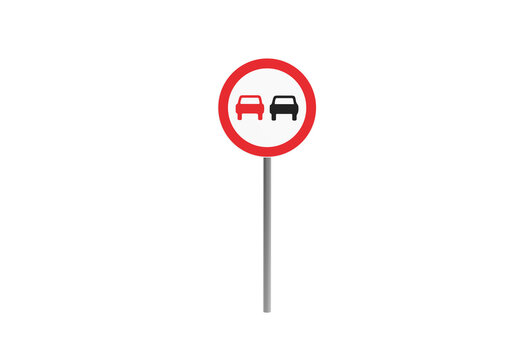 No Overtaking Road Sign Isolated on Transparent Backdrop with Cars Symbol Red and Black No Passing Highway Safety Transportation Regulation Warning Icon Legislation
